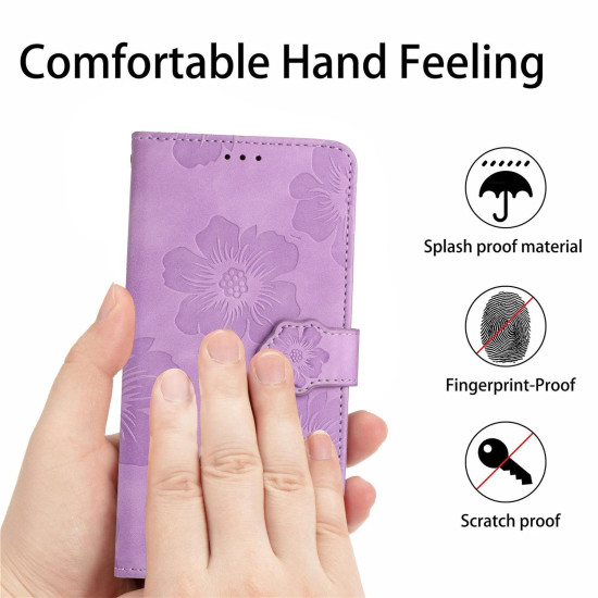 For Samsung Galaxy S24+ 5G Flower Embossing Pattern Leather Phone Case(Purple)