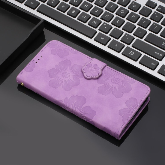 For Samsung Galaxy S24+ 5G Flower Embossing Pattern Leather Phone Case(Purple)