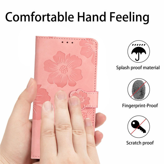 For Samsung Galaxy S24+ 5G Flower Embossing Pattern Leather Phone Case(Pink)