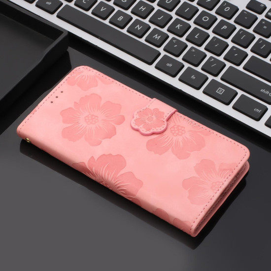 For Samsung Galaxy S24+ 5G Flower Embossing Pattern Leather Phone Case(Pink)