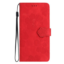 For Samsung Galaxy S24+ 5G Flower Embossing Pattern Leather Phone Case(Red)