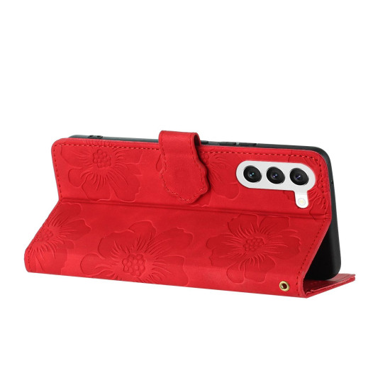 For Samsung Galaxy S24+ 5G Flower Embossing Pattern Leather Phone Case(Red)