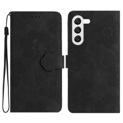 For Samsung Galaxy S24+ 5G Flower Embossing Pattern Leather Phone Case(Black)
