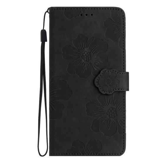 For Samsung Galaxy S24+ 5G Flower Embossing Pattern Leather Phone Case(Black)