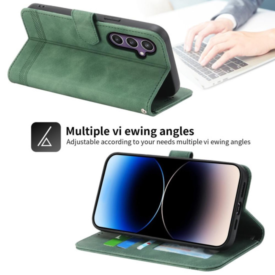 For Samsung Galaxy S24+ 5G Dierfeng Dream Line TPU + PU Leather Phone Case(Green)