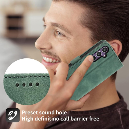 For Samsung Galaxy S24+ 5G Dierfeng Dream Line TPU + PU Leather Phone Case(Green)