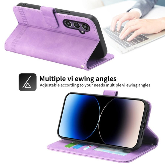 For Samsung Galaxy S24+ 5G Dierfeng Dream Line TPU + PU Leather Phone Case(Purple)