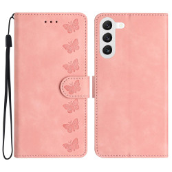 For Samsung Galaxy S24+ 5G Seven Butterflies Embossed Leather Phone Case(Pink)