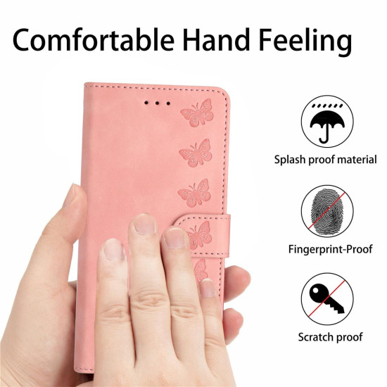 For Samsung Galaxy S24+ 5G Seven Butterflies Embossed Leather Phone Case(Pink)