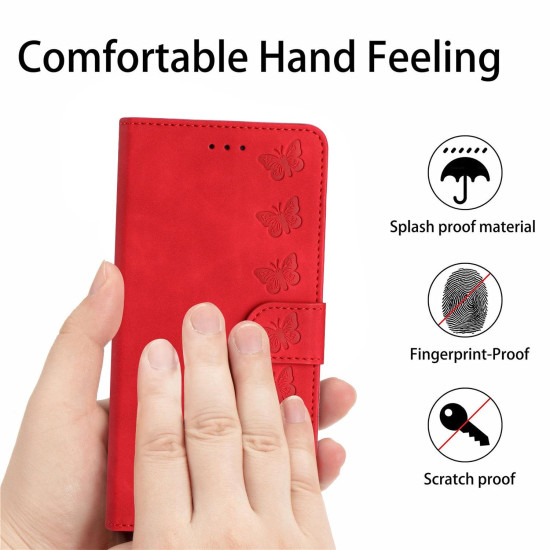 For Samsung Galaxy S24+ 5G Seven Butterflies Embossed Leather Phone Case(Red)