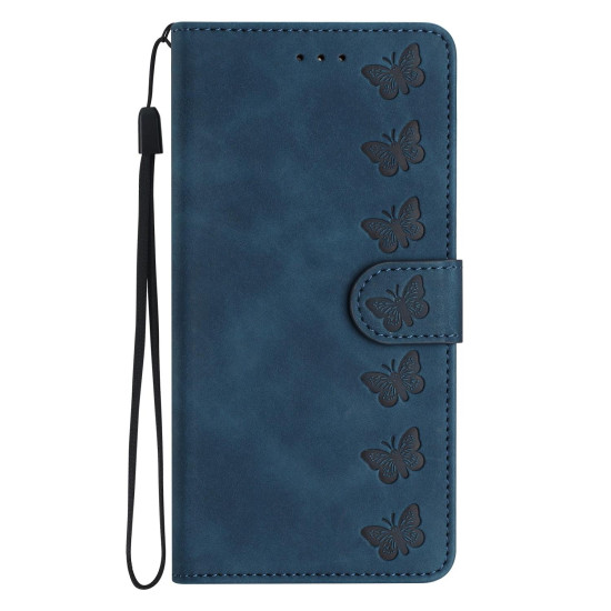 For Samsung Galaxy S24+ 5G Seven Butterflies Embossed Leather Phone Case(Blue)