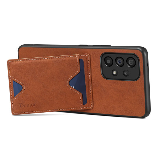 For Samsung Galaxy S24+ 5G Denior PU Back Cover Card Slot Holder Phone Case(Blue)
