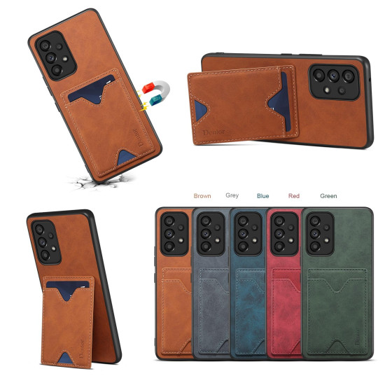 For Samsung Galaxy S24+ 5G Denior PU Back Cover Card Slot Holder Phone Case(Blue)