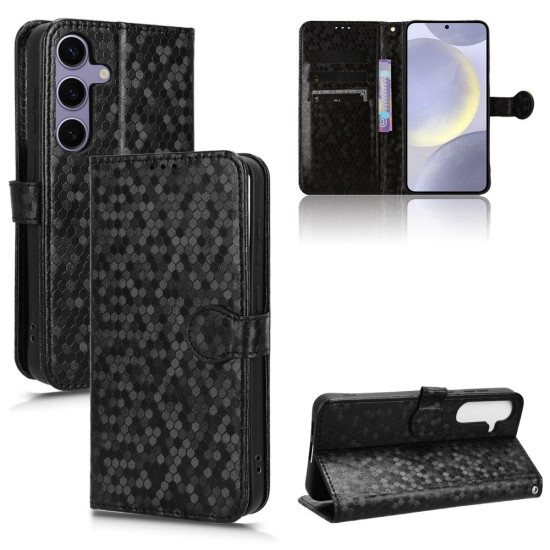 For Samsung Galaxy S24+ 5G Honeycomb Dot Texture Leather Phone Case(Black)