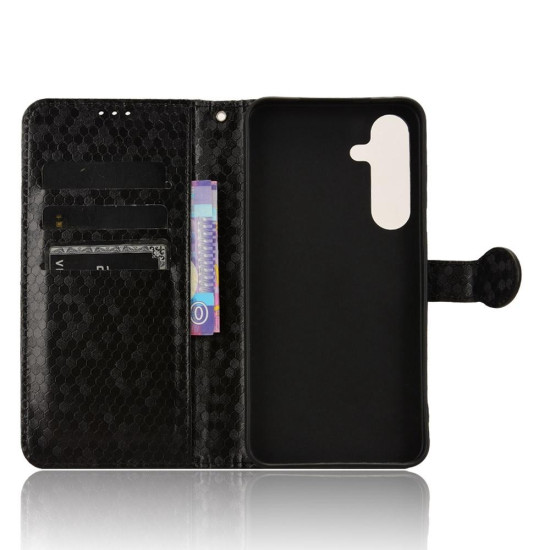 For Samsung Galaxy S24+ 5G Honeycomb Dot Texture Leather Phone Case(Black)