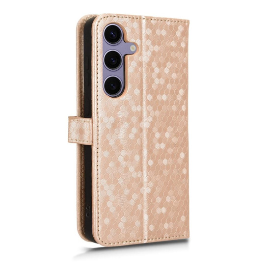 For Samsung Galaxy S24+ 5G Honeycomb Dot Texture Leather Phone Case(Gold)