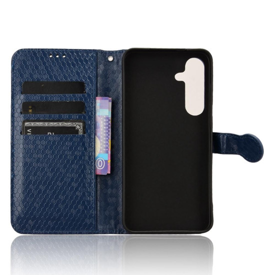 For Samsung Galaxy S24+ 5G Honeycomb Dot Texture Leather Phone Case(Blue)