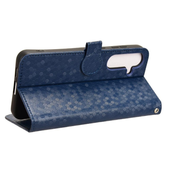 For Samsung Galaxy S24+ 5G Honeycomb Dot Texture Leather Phone Case(Blue)