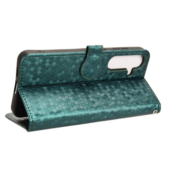 For Samsung Galaxy S24+ 5G Honeycomb Dot Texture Leather Phone Case(Green)