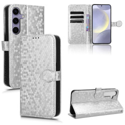 For Samsung Galaxy S24+ 5G Honeycomb Dot Texture Leather Phone Case(Silver)