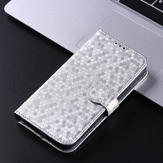 For Samsung Galaxy S24+ 5G Honeycomb Dot Texture Leather Phone Case(Silver)