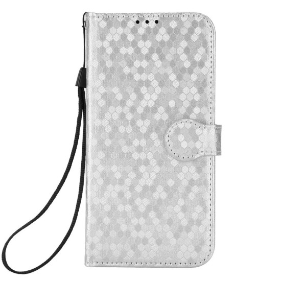 For Samsung Galaxy S24+ 5G Honeycomb Dot Texture Leather Phone Case(Silver)