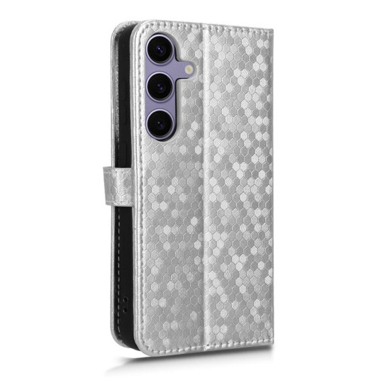 For Samsung Galaxy S24+ 5G Honeycomb Dot Texture Leather Phone Case(Silver)