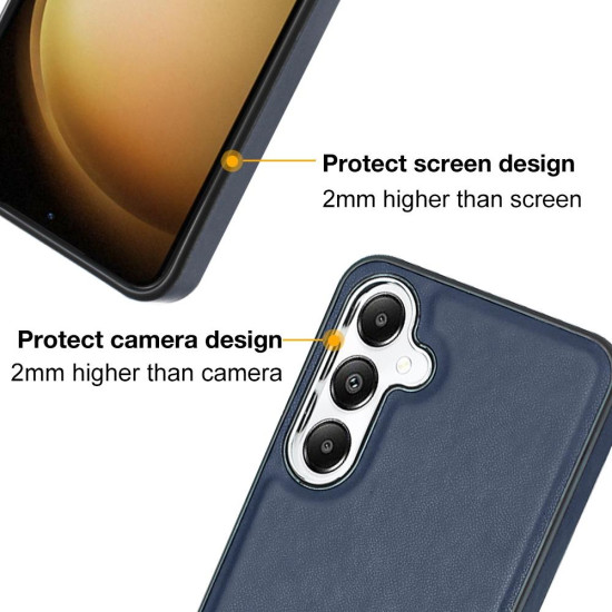 For Samsung Galaxy S24+ 5G Leather Texture Full Coverage Phone Case(Blue)
