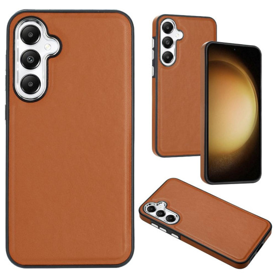 For Samsung Galaxy S24+ 5G Leather Texture Full Coverage Phone Case(Brown)