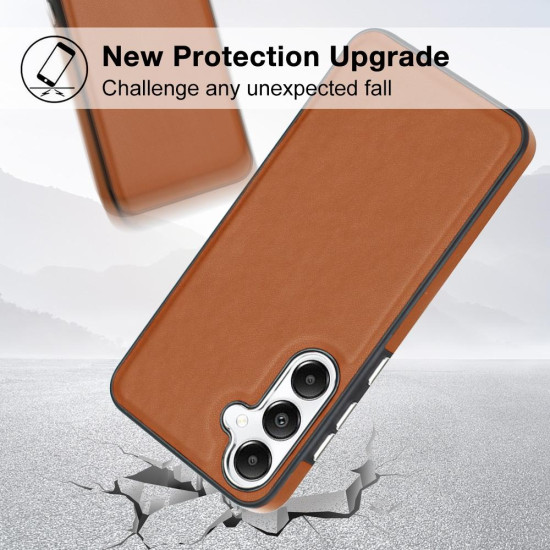 For Samsung Galaxy S24+ 5G Leather Texture Full Coverage Phone Case(Brown)