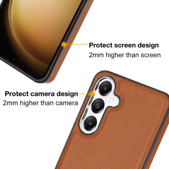 For Samsung Galaxy S24+ 5G Leather Texture Full Coverage Phone Case(Brown)