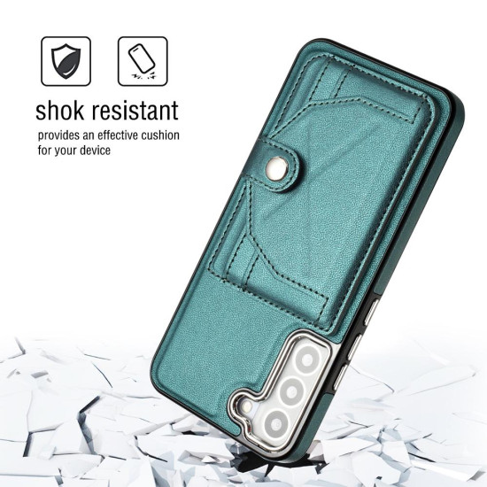 For Samsung Galaxy S23+ Shockproof Leather Phone Case with Card Holder(Green)
