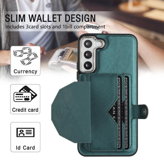 For Samsung Galaxy S23+ Shockproof Leather Phone Case with Card Holder(Green)