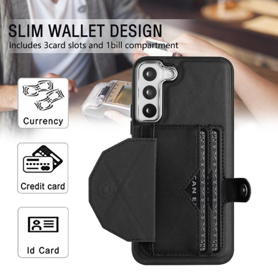 For Samsung Galaxy S23+ Shockproof Leather Phone Case with Card Holder(Black)