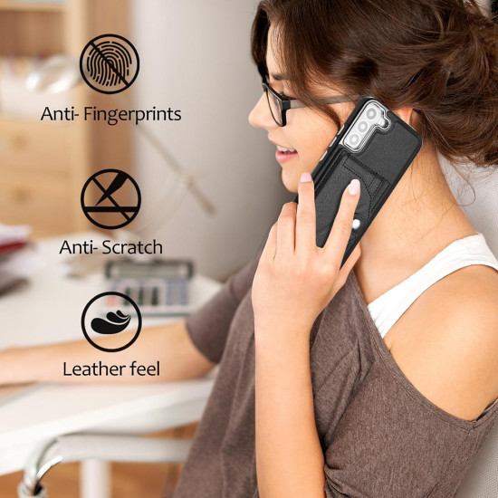 For Samsung Galaxy S23+ Shockproof Leather Phone Case with Card Holder(Black)