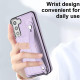 For Samsung Galaxy S23+ Shockproof Leather Phone Case with Wrist Strap(Purple)