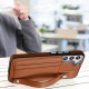 For Samsung Galaxy S23+ Shockproof Leather Phone Case with Wrist Strap(Brown)