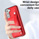 For Samsung Galaxy S23+ Shockproof Leather Phone Case with Wrist Strap(Red)