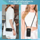 For Samsung Galaxy S24+ 5G Rhombic Texture Card Bag Phone Case with Long Lanyard(Black)