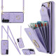 For Samsung Galaxy S24+ 5G Rhombic Texture Card Bag Phone Case with Long Lanyard(Light Purple)