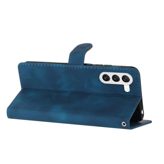 For Samsung Galaxy S24+ 5G Flower Butterfly Embossing Pattern Leather Phone Case(Blue)