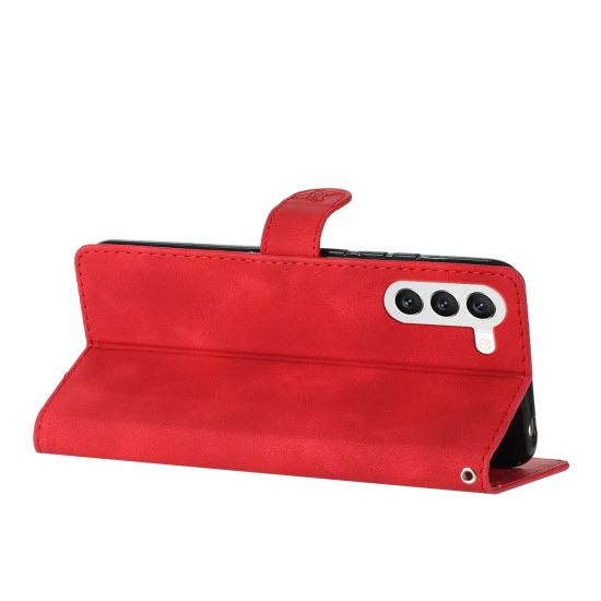 For Samsung Galaxy S24+ 5G Flower Butterfly Embossing Pattern Leather Phone Case(Red)