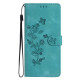 For Samsung Galaxy S24+ 5G Flower Butterfly Embossing Pattern Leather Phone Case(Sky Blue)