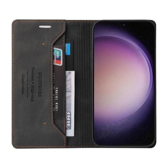 For Samsung Galaxy S24+ 5G Skin Feel Anti-theft Brush Horizontal Flip Leather Case with Holder(Black)