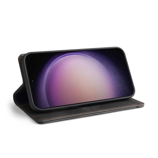 For Samsung Galaxy S24+ 5G Skin Feel Anti-theft Brush Horizontal Flip Leather Case with Holder(Black)