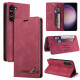 For Samsung Galaxy S24+ 5G Skin Feel Anti-theft Brush Horizontal Flip Leather Case with Holder(Wine Red)