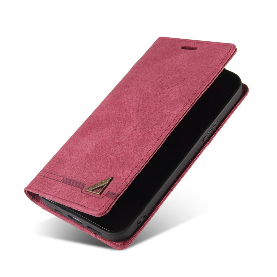 For Samsung Galaxy S24+ 5G Skin Feel Anti-theft Brush Horizontal Flip Leather Case with Holder(Wine Red)