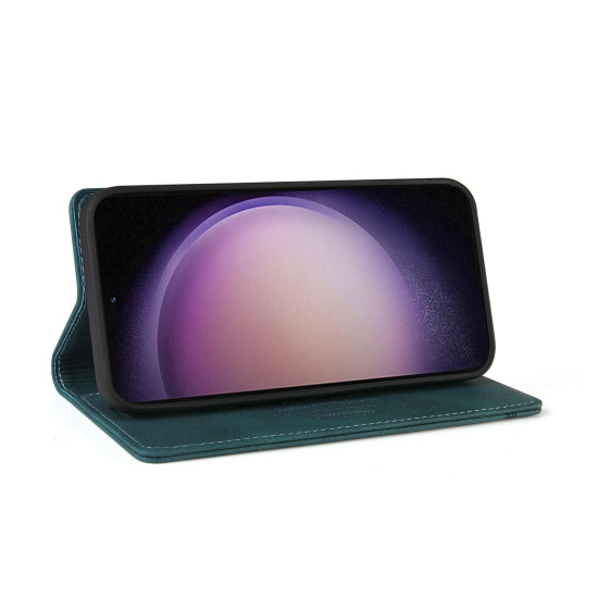 For Samsung Galaxy S24+ 5G Skin Feel Anti-theft Brush Horizontal Flip Leather Case with Holder(Blue)