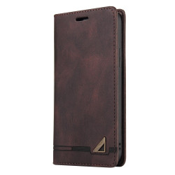For Samsung Galaxy S24+ 5G Skin Feel Anti-theft Brush Horizontal Flip Leather Case with Holder(Brown)