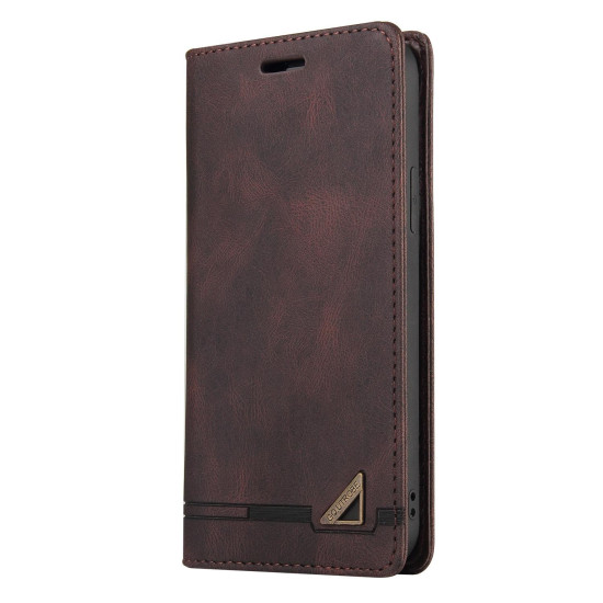 For Samsung Galaxy S24+ 5G Skin Feel Anti-theft Brush Horizontal Flip Leather Case with Holder(Brown)